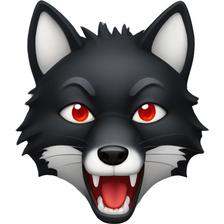 angry black fox with lots red lines and white mouth and bright red eyes emoji