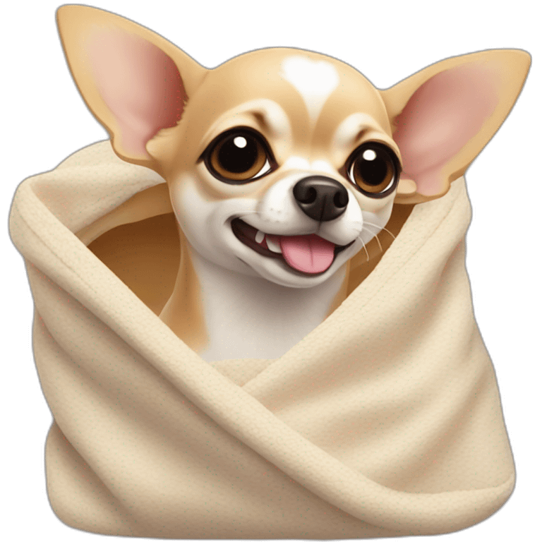 chihuahua in tote tongue out blanket emoji