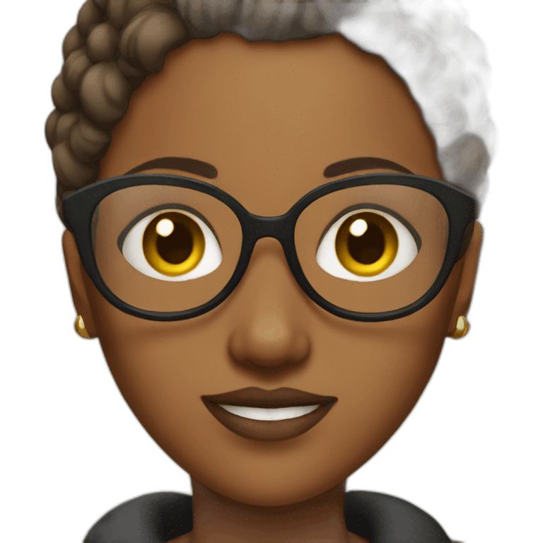 Brown girl with half shaved hair and golden glasses emoji