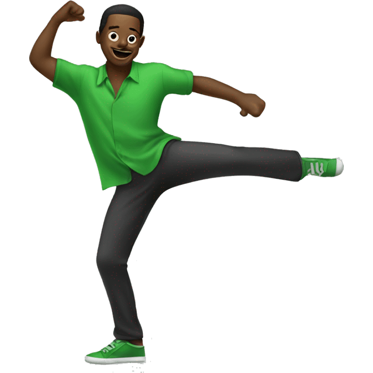 Dancing  black man in green emoji