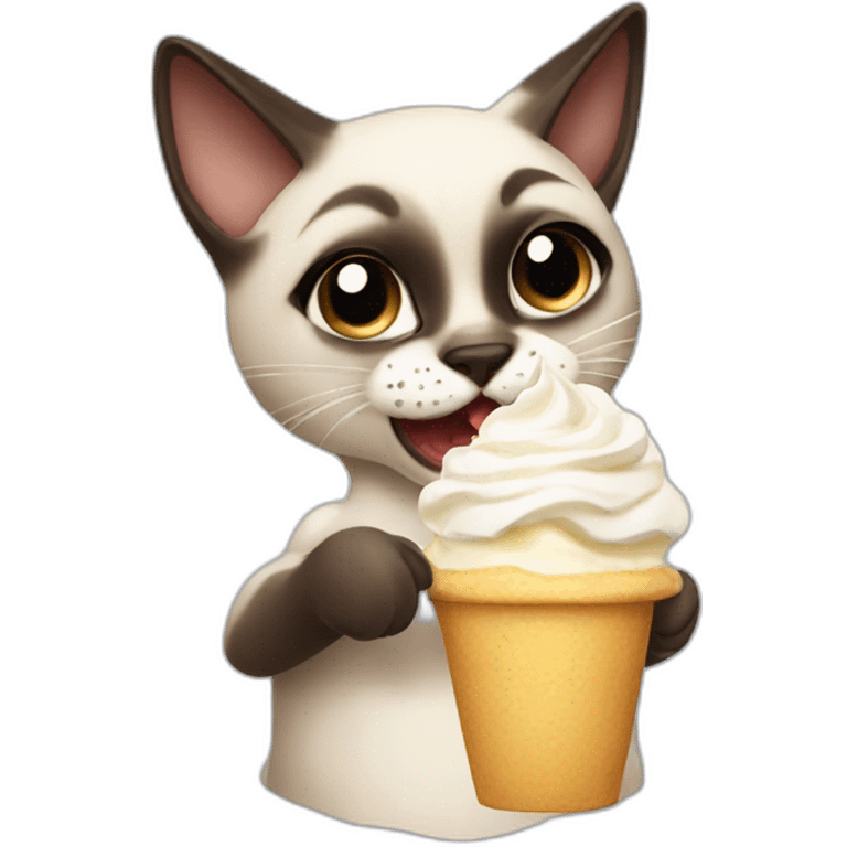 A Siamese cat eating whipped cream emoji