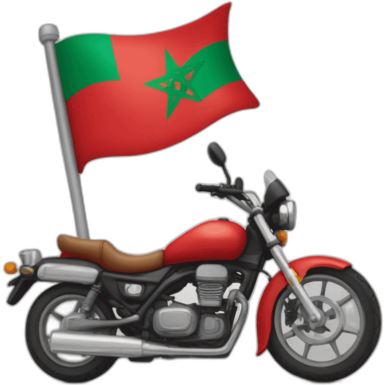 quelqu'un sur une moto avec le drapeau du Maroc derrière emoji