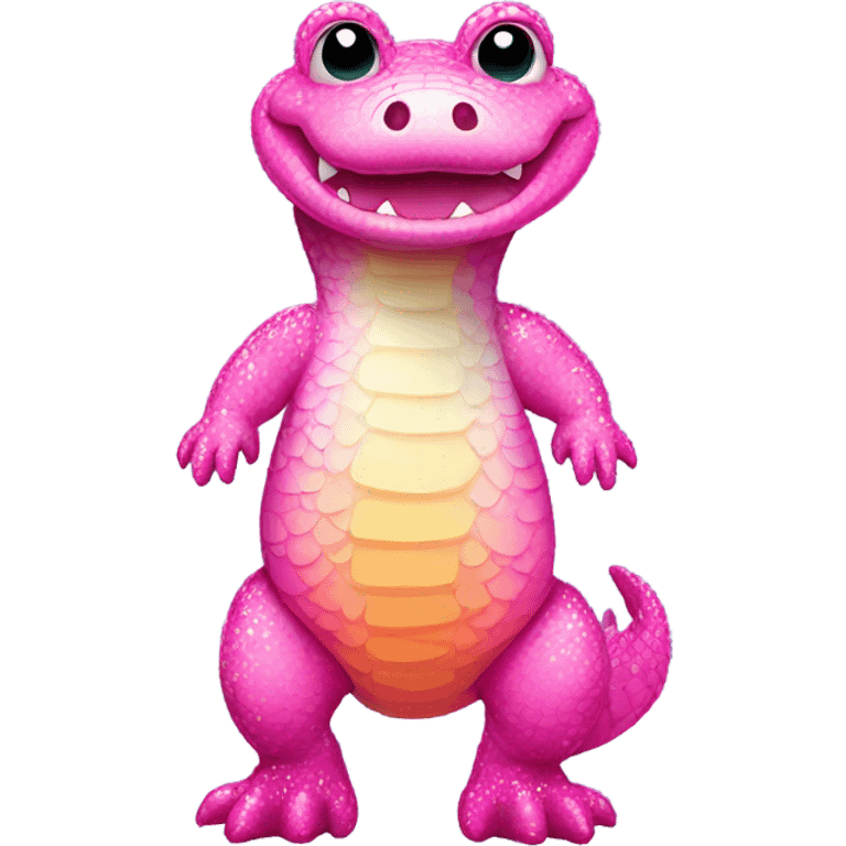 Pink ombre full body gator with glitter emoji