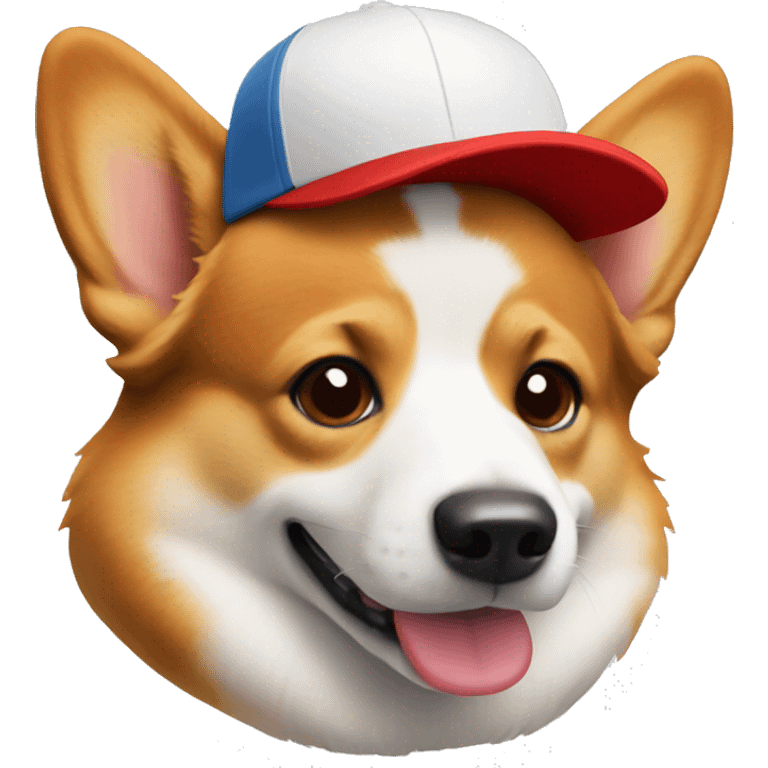 a corgi dog using red cap emoji