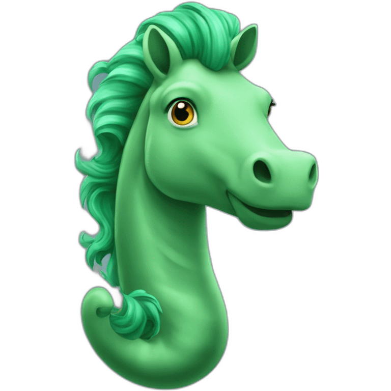 Hippocampe vert avec des cheveux emoji