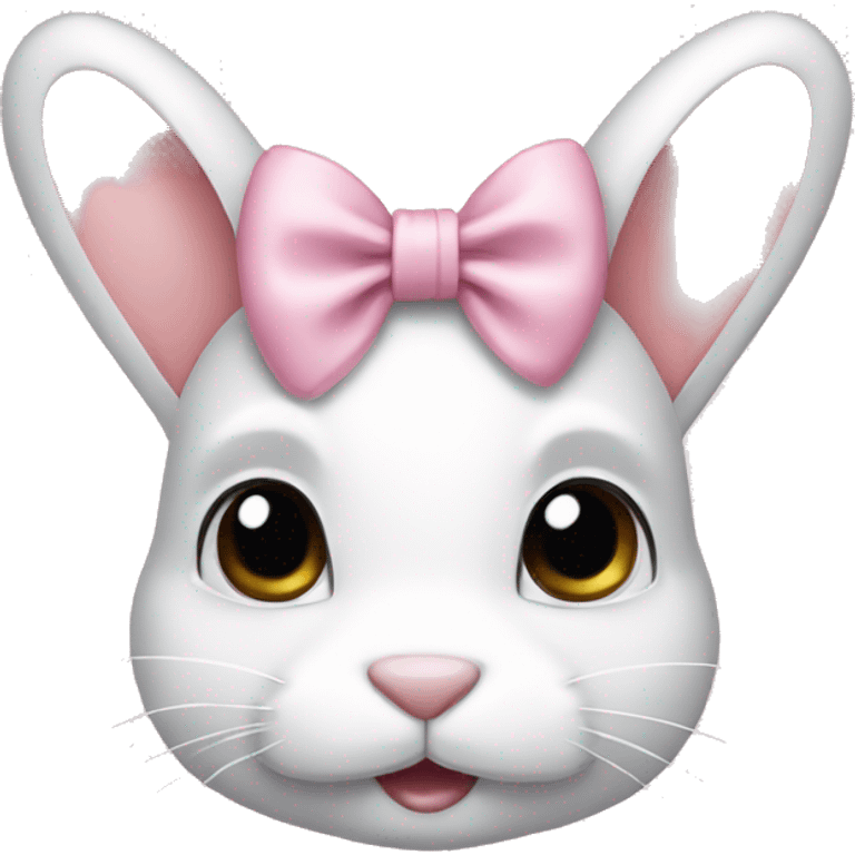 bunny wearing light pink bow emoji