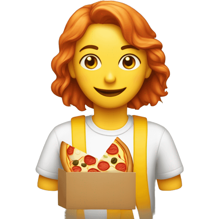 delivery de pizza, de piel clara y ropa amarilla emoji