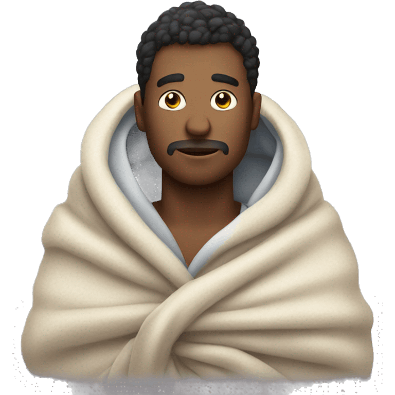 Man cozy in blanket  emoji