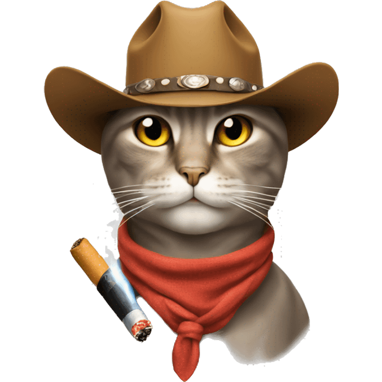 cat with cig in mouth and cowboy hat on  emoji