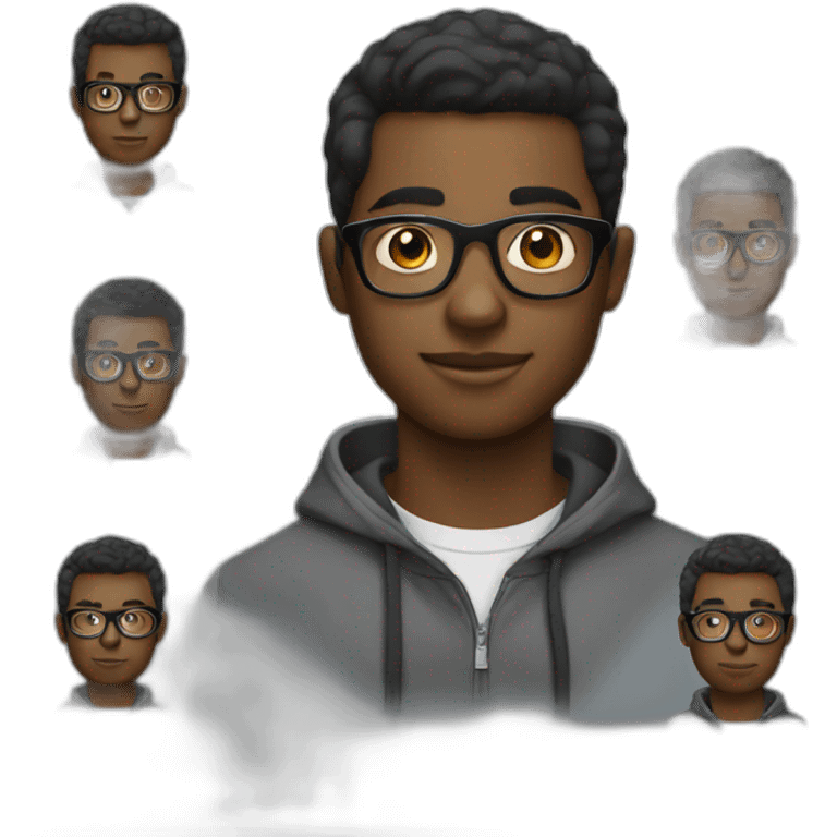 Young black man with glasses, iOS style emoji  emoji