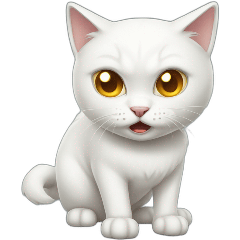 Fullbody White cat angry emoji