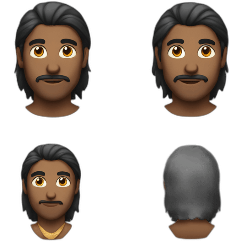 dark indian man with quaran and mullet emoji