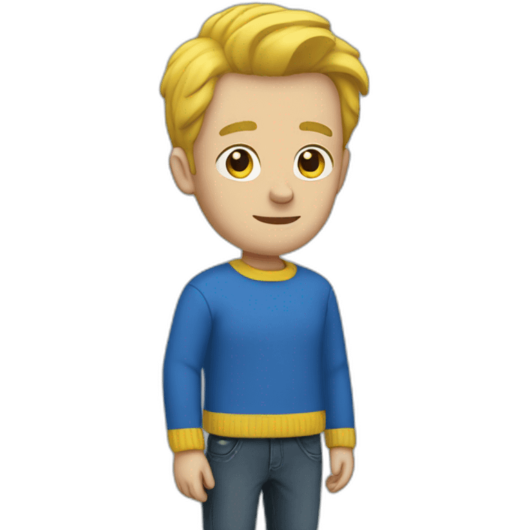 White Man in blue and yellow sweater emoji