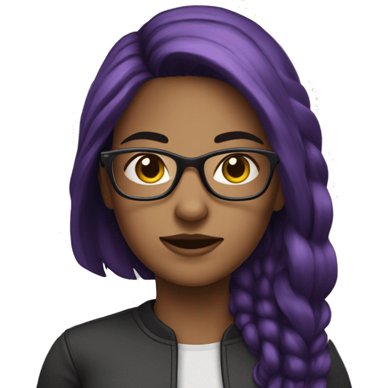 Generate a techsavy girl with glasses and dark purple hair emoji