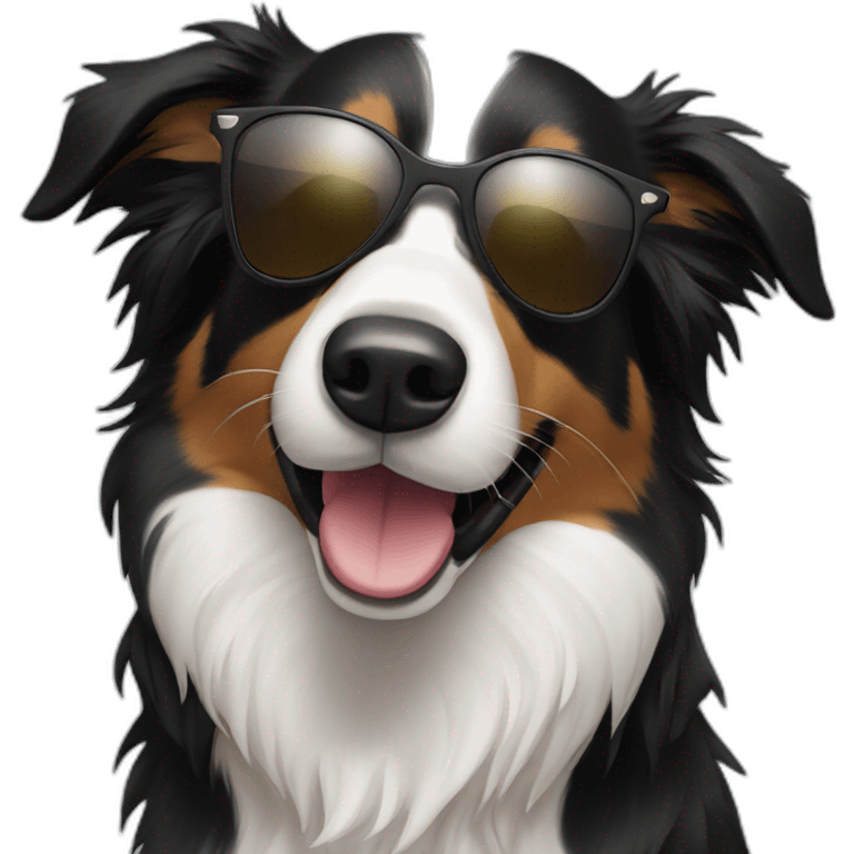 Border collie with sunglasses emoji