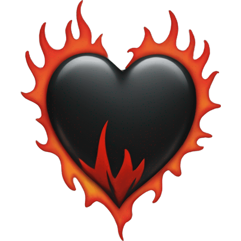 Black heart with red flames around it emoji