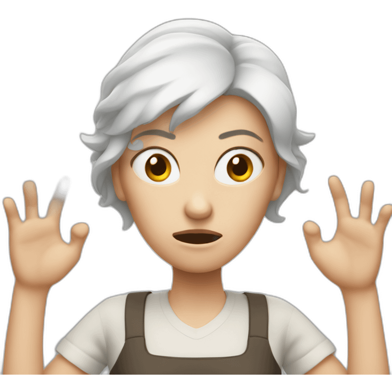 white angry woman with 4 hands emoji