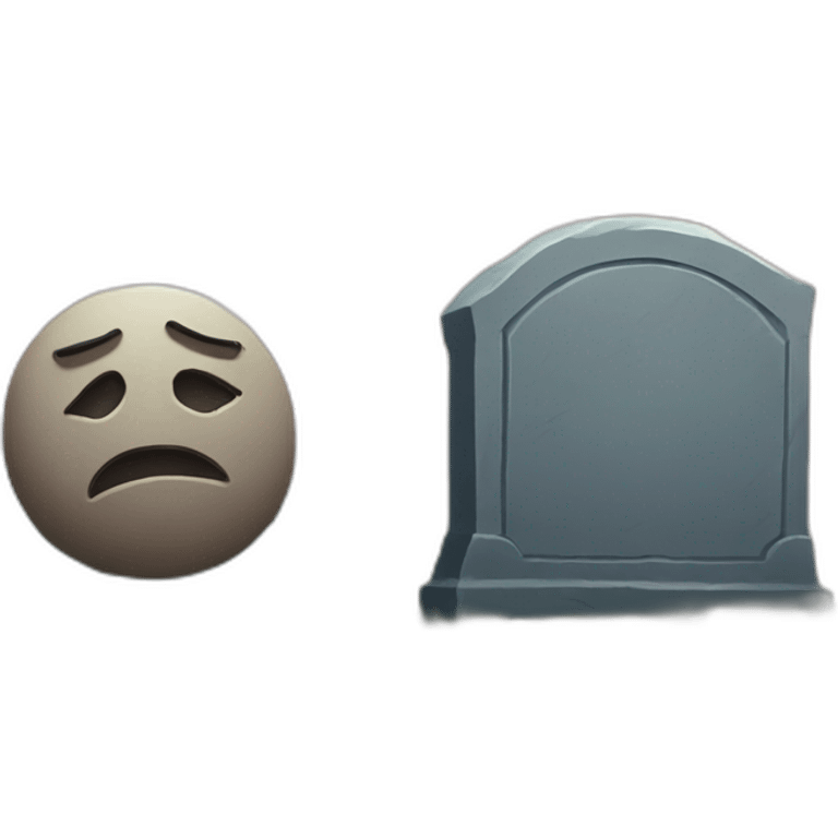 sad face next to a tombstone emoji