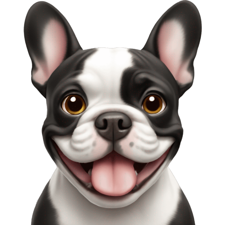 French bulldog with big smile emoji