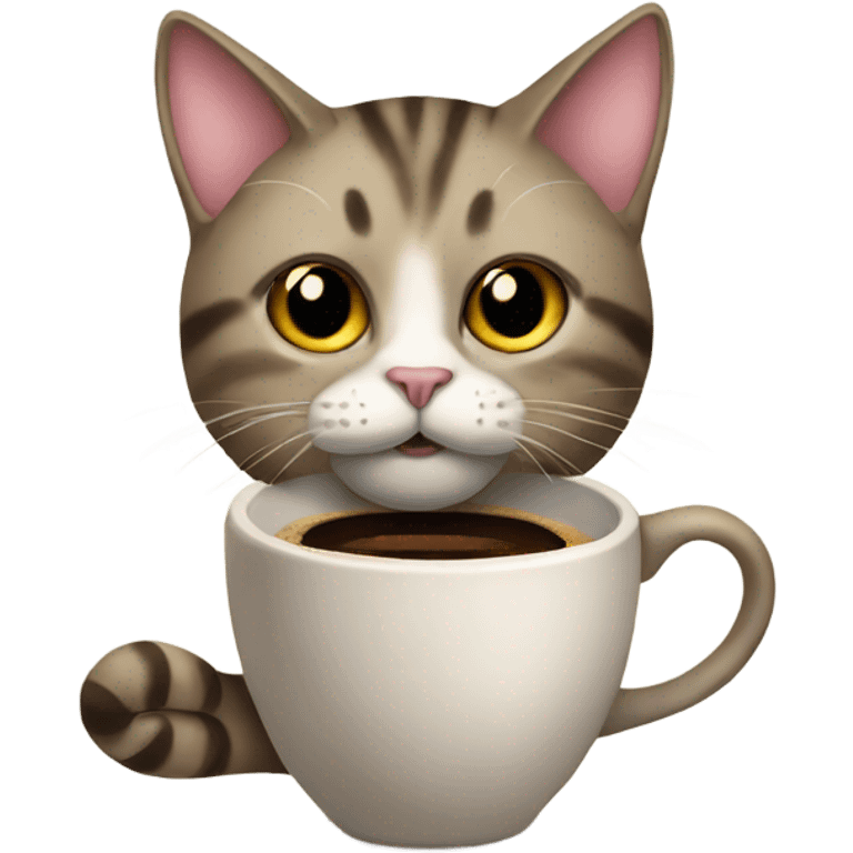 cat with a coffee emoji