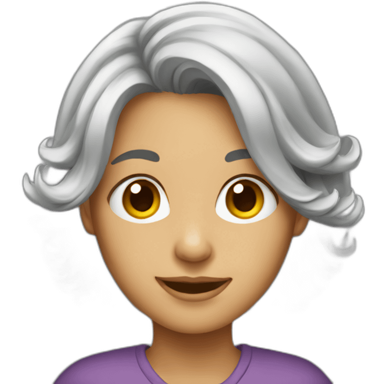 gray hair young lady emoji