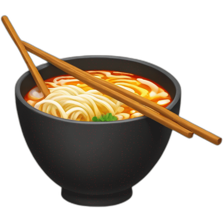 Cup ramen with drum sticks in it. emoji