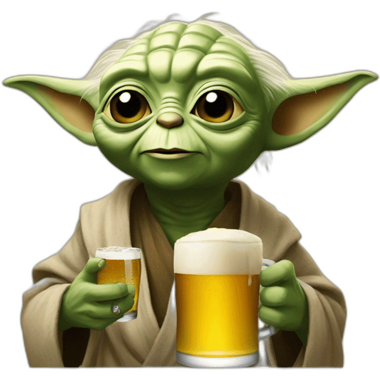 Yoda with beer emoji