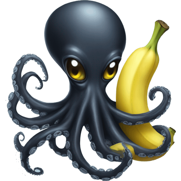 Black Alien Octopus with banana emoji