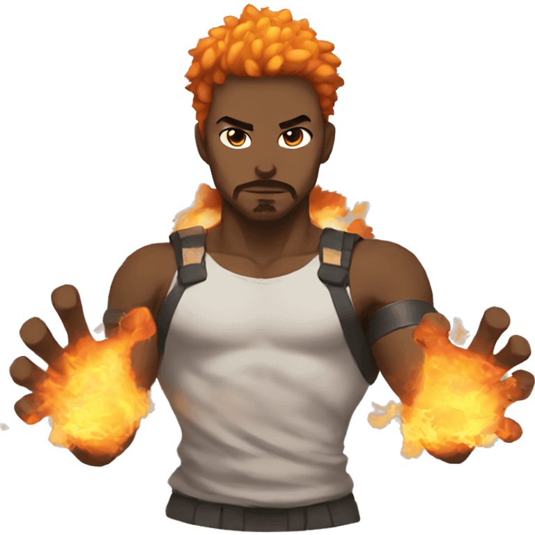 Anime with flaming fists emoji