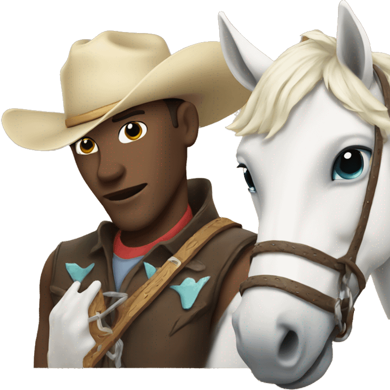 White horse and cowboy  emoji