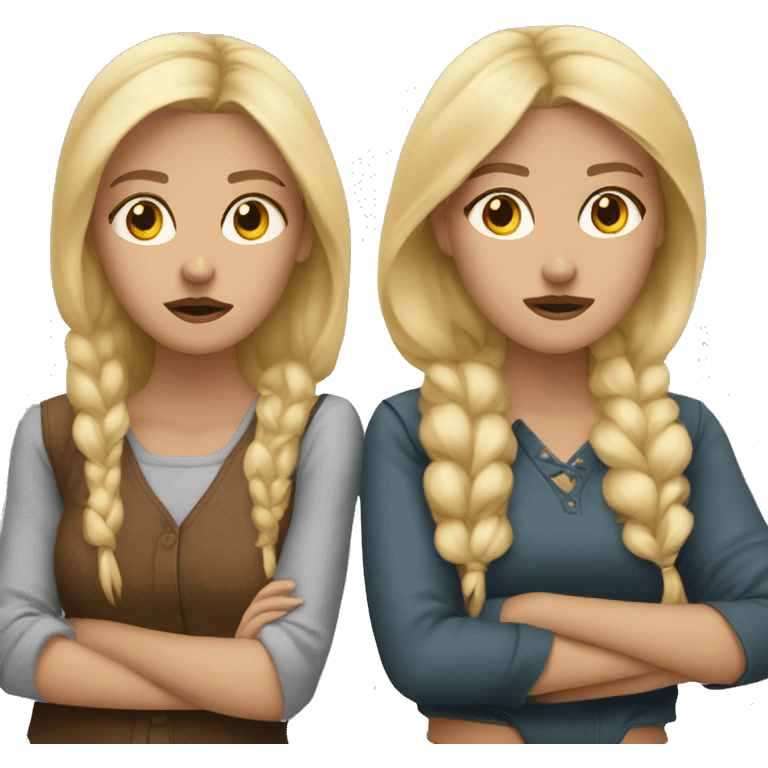 Three blonde girls best friends upset emoji