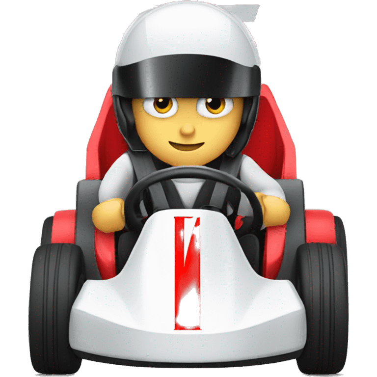 tesla logo letter T driving in a gokart emoji