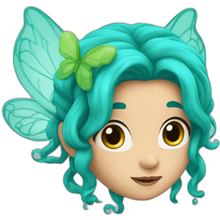 Cute turquoise fairy long hair emoji