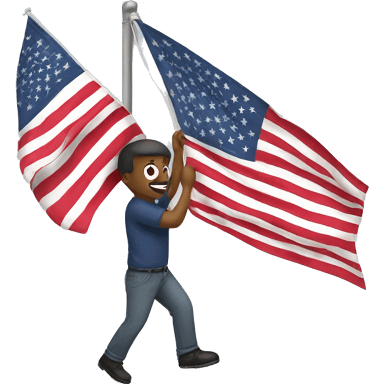 Man hanging the flag emoji