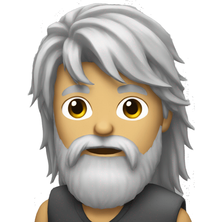 Headbanger, long grey hair and beard  emoji