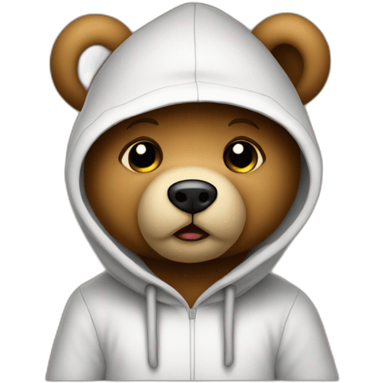 teddy bear in the hood holding send kiss. emoji