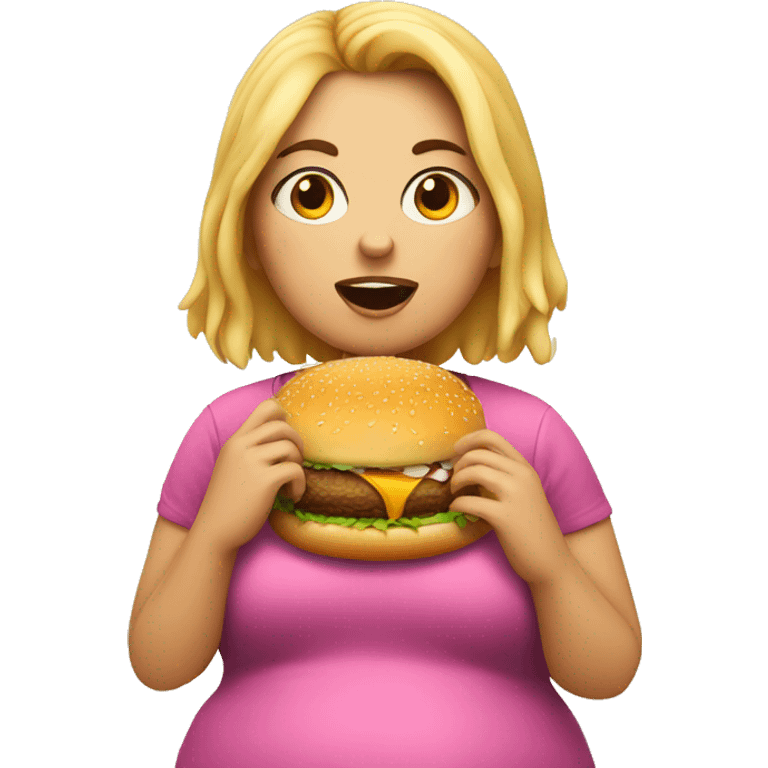 Fat girl eating burger emoji