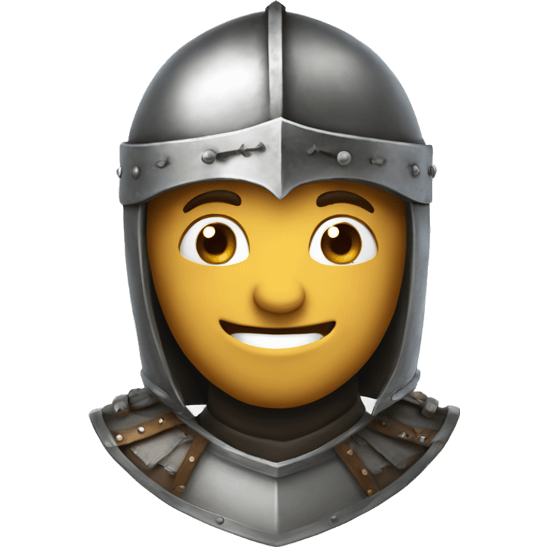 A medieval knight emoji with a laughing expression under the helmet emoji