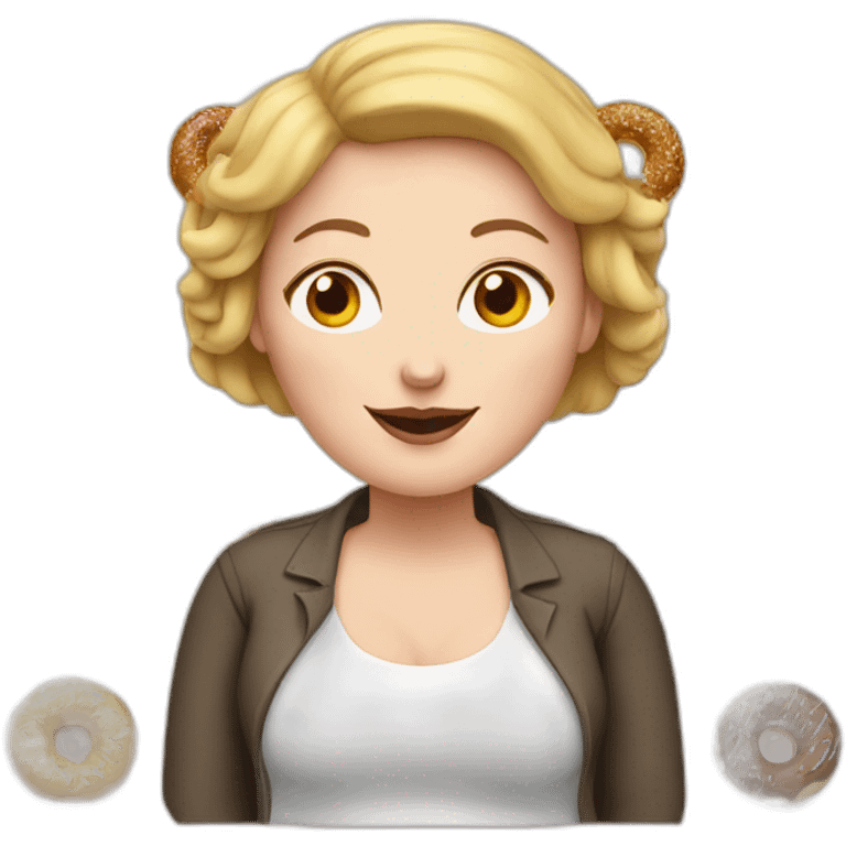 fat white woman with donuts emoji