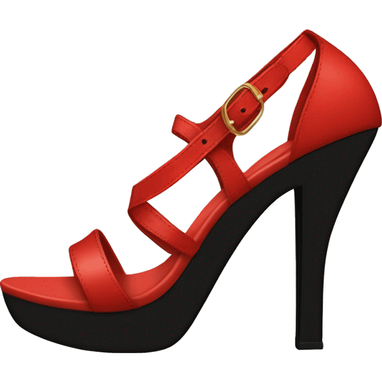 red high heel sandals with black toenails emoji