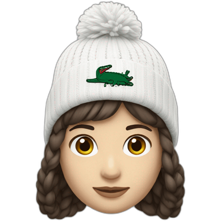 Brunette lacoste beanie with lacoste emoji