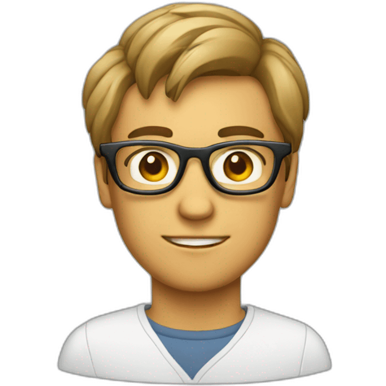 Nerd with glasses and computer emoji