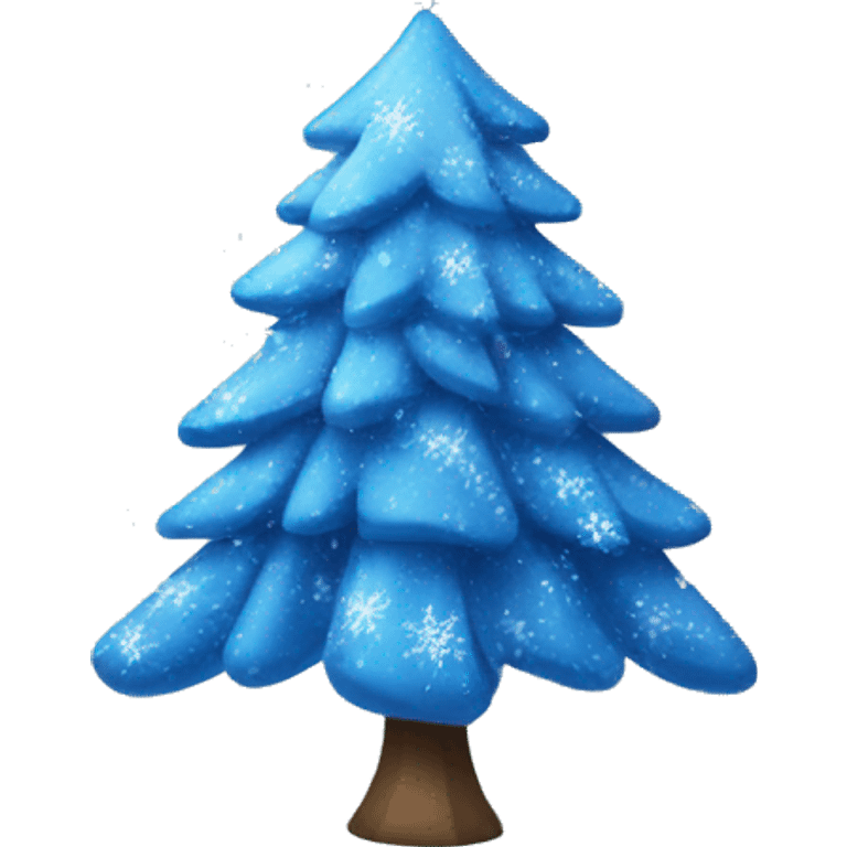 Blue Christmas tree with snowflakes emoji