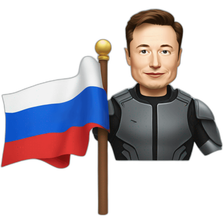 Elon musk holding Russian flag emoji