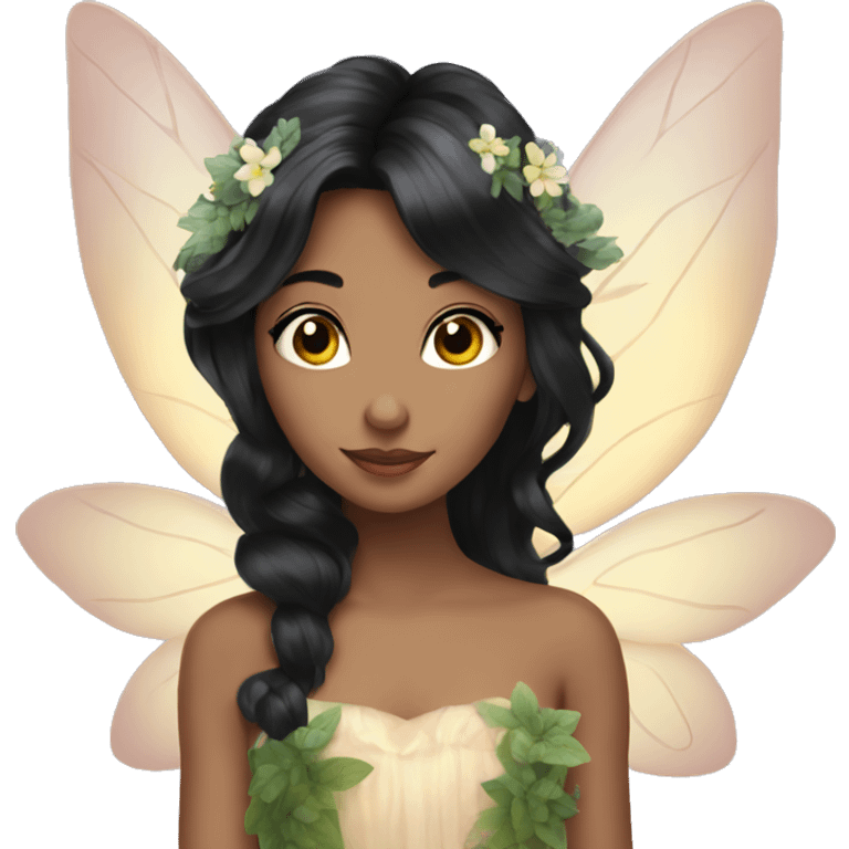 Dreamy pretty nature fairy with black hair emoji