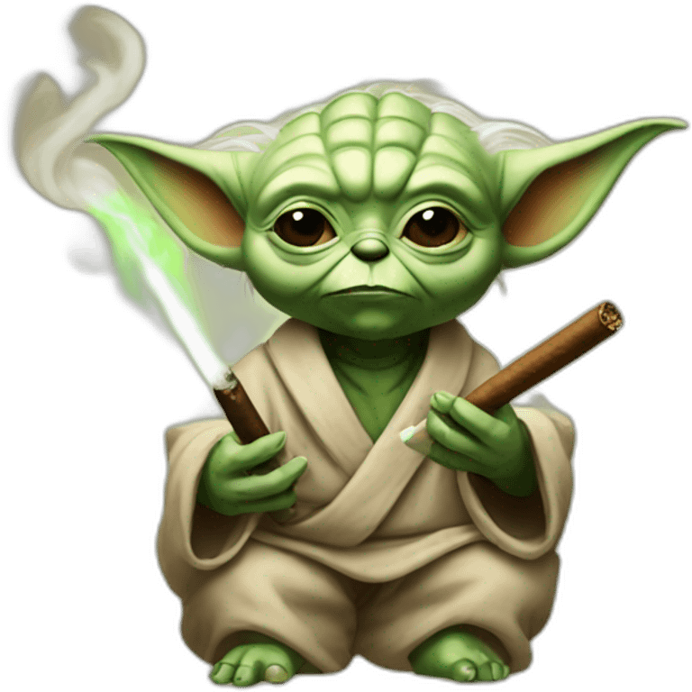 yoda with cat ears smoking a cigar emoji