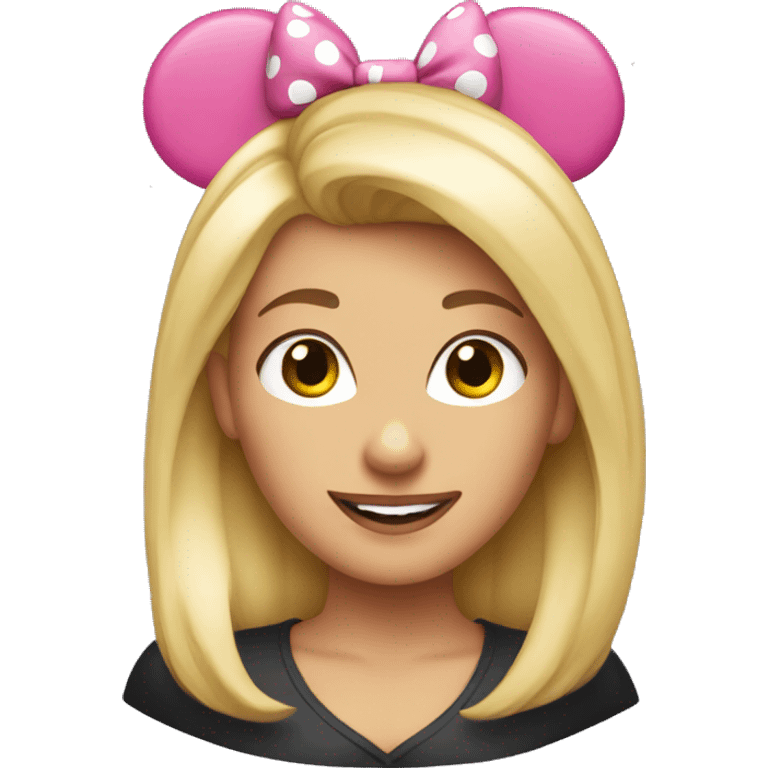 blonde woman wearing minnie mouse ears emoji