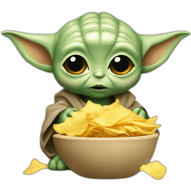 Bébé Yoda qui mange des chips emoji