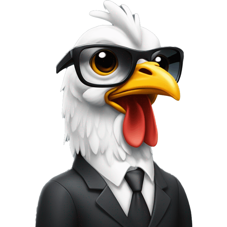 chicken with a sharp jawline with sunglasse wearing a business suit emoji