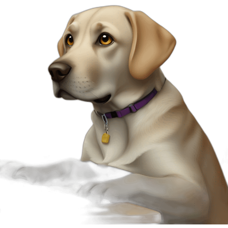 labrador working with a computer emoji